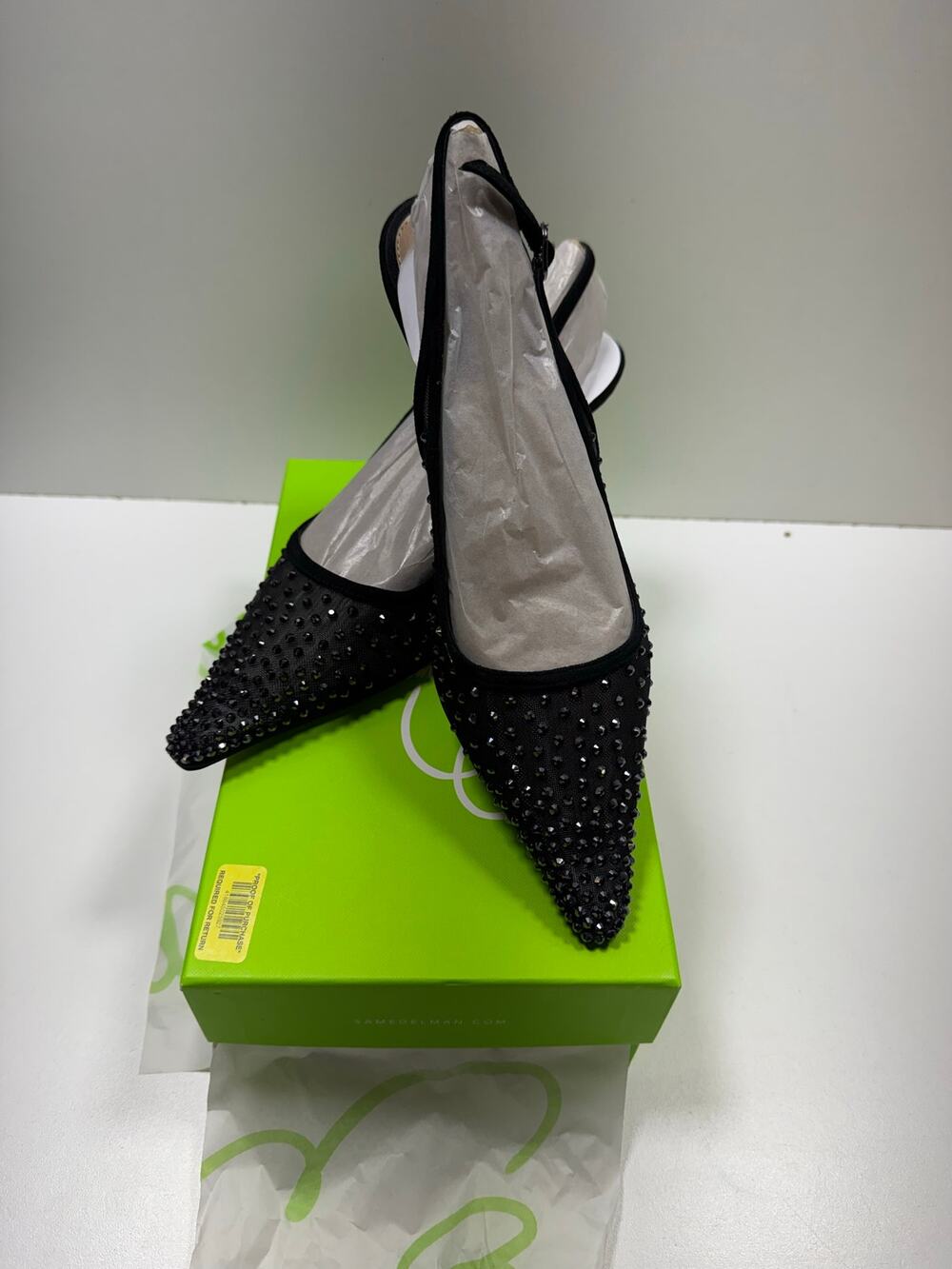 Sam Edelman Bianka Sling Women’s Heels Sz 8.5 M Black Glitz Coquette Formal New